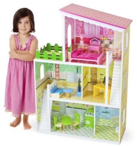 בית בובות ענק מעץ – כולל אביזרים 110.5X74X30 ס”מ