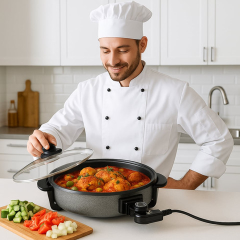 מחבת חשמלית עמוקה Gold Line 1500W גולד ליין Chef Master ATL-237