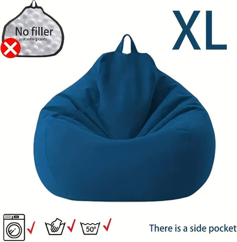 פוף שזלונג בגודל XL – נוחות בהתאמה אישית עם כיס צד - צבע כחול