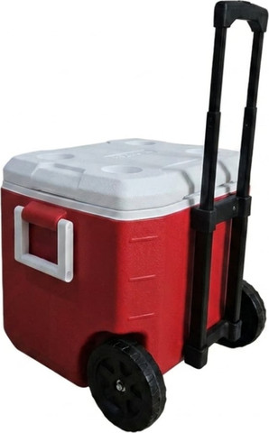 צידנית טרולי IceRoll 48 עם גלגלים וידית טרולי נשלפת אדום