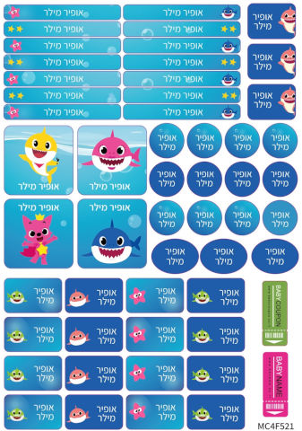 מדבקות גיהוץ עם שם - 52 מדבקות בגיליון