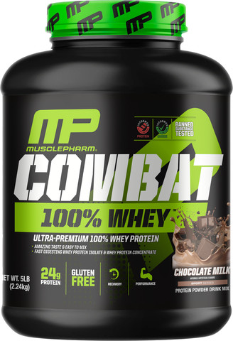 אבקת חלבון MusclePharm Combat 100% Whey מאסל פארם קומבט וואי   2.3 ק"ג - שוקו