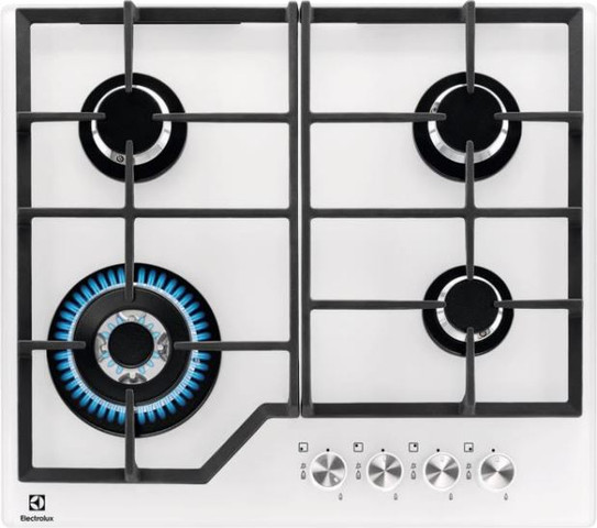 כיריים גז 4 להבות משטח זכוכית לבן Electrolux KGG6436W