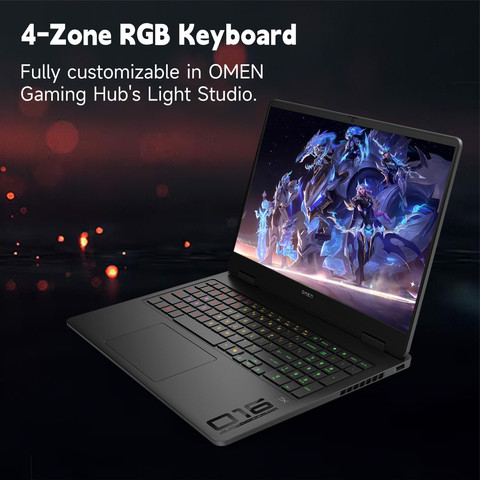 מחשב נייד HP OMEN 16-SLIM GAMING ULTRA 9 AI 285H דיסק 512SSD זיכרון 16GB ומסך 16" עם כרטיס מסך RTX 5060 8GB צבע שחור מרהיב , מקלדת RGB