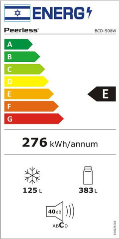 מקרר מקפיא עליון 508 ליטר BCD-508W GB INV זכוכית שחורה PEERLESS NO FROST