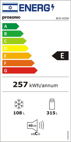 מקרר מקפיא עליון 423 ליטר BCD-423W GW INV זכוכית לבנה PROSONIC NO FROST