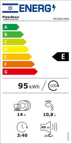 מדיח כלים 14 מערכות PR-DW14 WH לבן  PEERLESS
