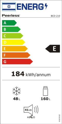 מקרר מקפיא עליון 210 פירלס נירוסטה BCD-210 INX X
