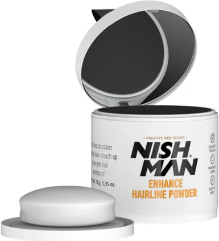 פודרה לכיסוי שורש לבן ושיער דליל NISHMAN 10g - שחור