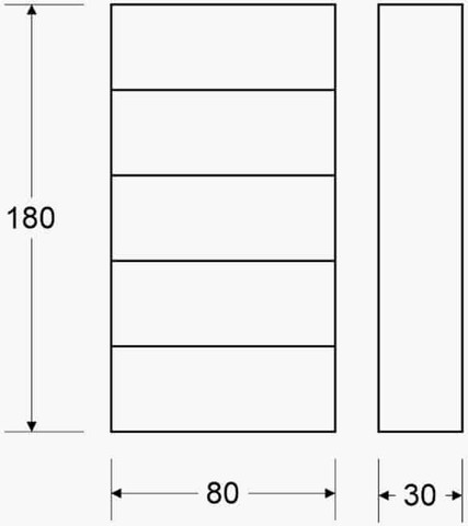 ספריה 5 מדפים 30*80*180 דגם ליאל
