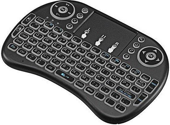 מיני מקלדת אלחוטית מוארת עם משטח מגע (Touchpad) וסוללה נטענת שפות עברית+אנגלית