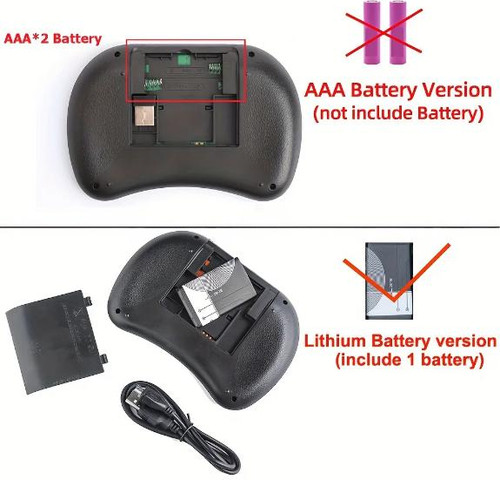 מיני מקלדת אלחוטית מוארת עם משטח מגע (Touchpad) וסוללה נטענת שפות עברית+אנגלית
