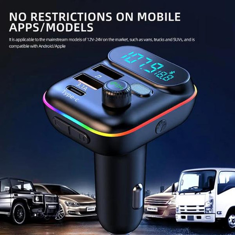 משדר fm מקצועי +בלוטוס +כניסות usb לטעינת ניידים+כניסה לכרטיס זכרון+דיבורית איכותית