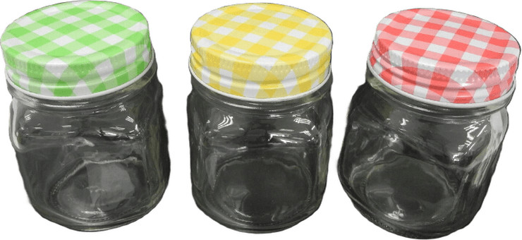 צנצנת תבלינים 150 מ ל מכסה צבעוני משובץ