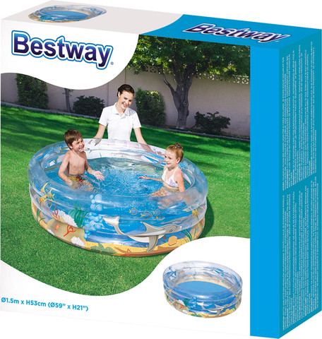 בריכה מתנפחת 3 טבעות 53*150 ס"מ טרופי,  BESTWAY, דגם 51045