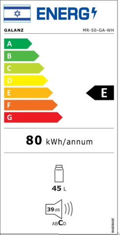 מקרר מיני בר קוביה 46 ליטר דגם MR-50-GA-WH של GALANZ