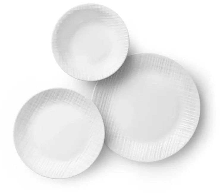 סט צלחות קורל 36 חלקים ל12 סועדים של קורנינג  דגם Linen Weave תוצרת ארה"ב