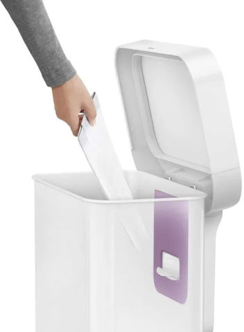 פח דוושה רחבה מלבני לבן 45 ליטר סימפלהיומן ארה"ב