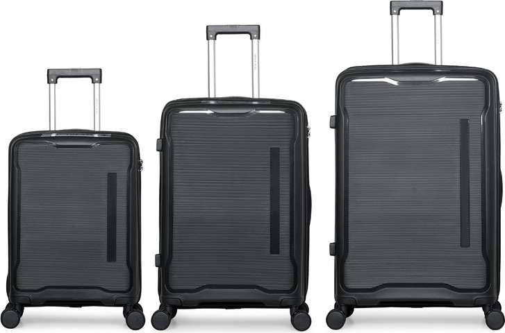 סט 3 מזוודות קשיחות צבע אפור פלדה | SWISS BAG דגם EXTRA PRIMIUM