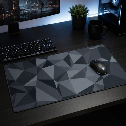 משטח גיימינג מקצועי לעכבר ולמקלדת XXL – דגם Geometric Gray | 90×40 ס”מ