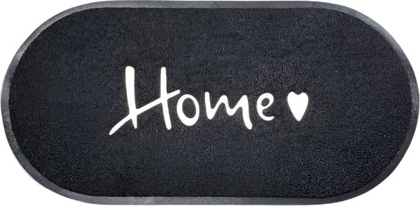 שטיח כניסה לבית דגם מורגן עשוי PVC שחור וכיתוב HOME לבן