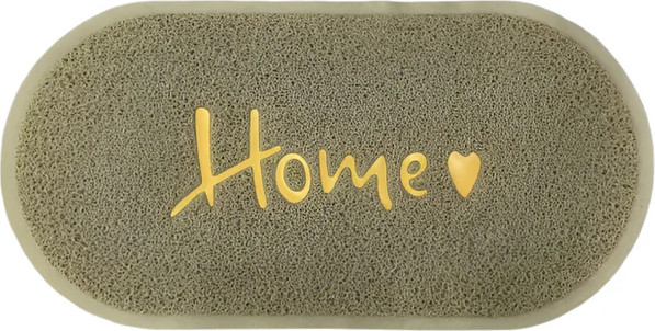 שטיח כניסה לבית דגם מורגן עשוי PVC בז' וכיתוב HOME זהב