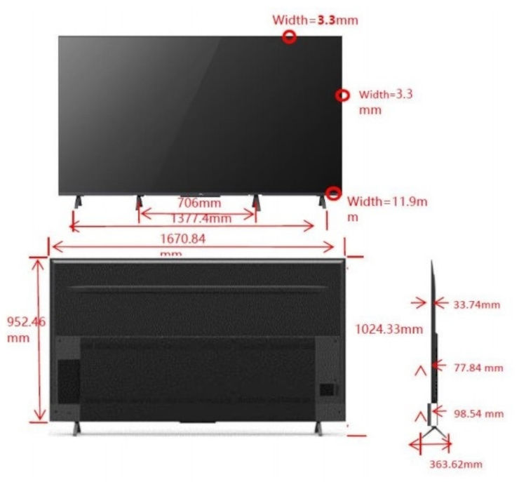 טלוויזיה חכמה 75" TCL טי.סי.אל QLED 75C725