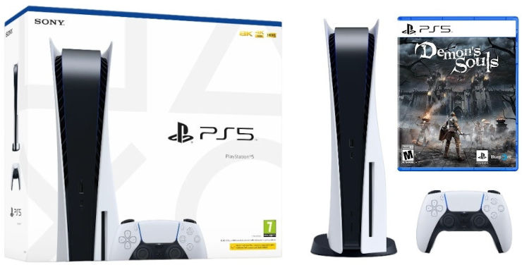 קונסולת משחק סוני פלייסטיישן + משחק Sony 5 Demons Souls פלייסטיישן 5 CFI-1216A+PPSA-01341