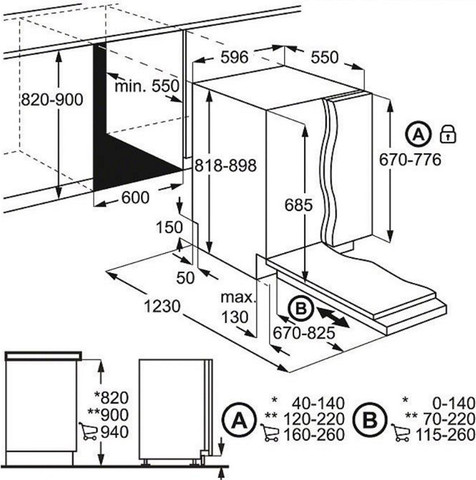 מדיח כלים אינטגרלי מלא AEG א.א.ג. Series 6000 QuickSelect FSE63817P