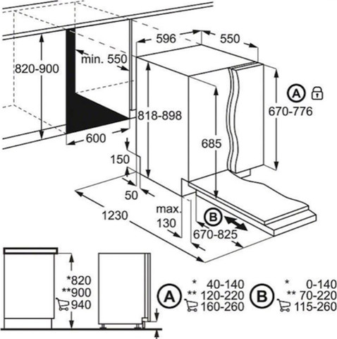 מדיח כלים אינטגרלי מלא AEG א.א.ג. Series 6000 QuickSelect FSE63817P