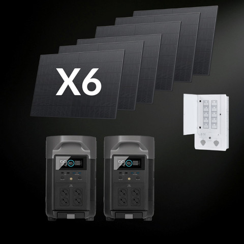סט 2 תחנות כוח ניידות 3600Wh כולל 6 פאנלים סולאריים 540W, כבלים מאריכים ופאנל חכם Ecoflow אקופלואו EFD3600PROX2EFH23240