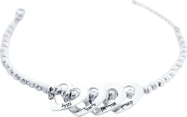 צמיד חרוזים תליוני לב חלולים BL jewelry בל ג׳ולרי חרוזים כסף 925