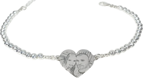 צמיד חרוזים בשילוב תליון תמונה BL jewelry בל ג׳ולרי חרוזים תליון תמונה - כסף 925