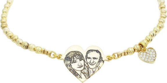 צמיד חרוזים בשילוב תליון תמונה BL jewelry בל ג׳ולרי חרוזים תליון תמונה - ציפוי זהב