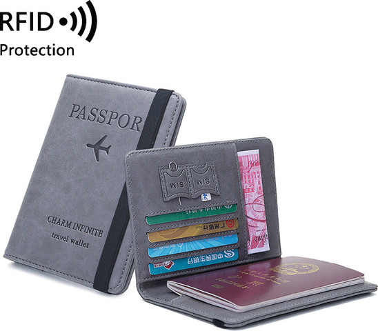 ארנק לדרכון מדמוי עור דק עם RFID: מינימליסטי, פרקטי ומלא בסטייל צבע שחור