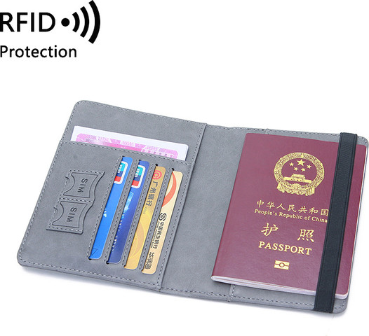 ארנק לדרכון מדמוי עור דק עם RFID: מינימליסטי, פרקטי ומלא בסטייל צבע שחור