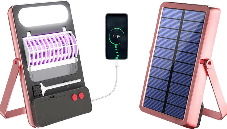 מנורת LED סולארית קוטל יתושים עם סוללת גיבוי - פנס קמפינג עוצמתי ונייד