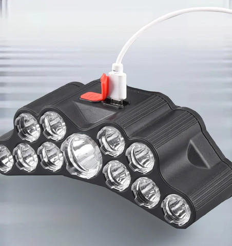 פנס ראש LED נטען | 11 נורות | עוצמתי ועמיד במים