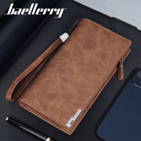 ארנק גברים Baellerry | דמוי עור, רב תאים, סגירת כפתור צבע אפור-כהה
