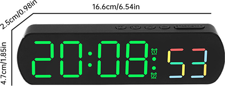 שעון מעורר LED מתקדם - שליטה קולית, טיימר, תצוגת טמפרטורה ועוד צבע שחור