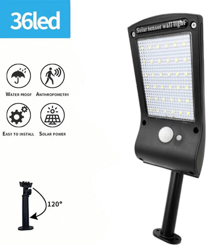 תאורת קיר סולארית עם חיישן תנועה 36LED