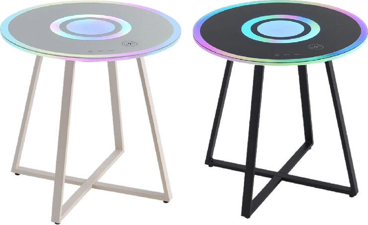 שולחן קפה חכם עם טעינה אלחוטית ותאורת LED צבעונית צבע שחור