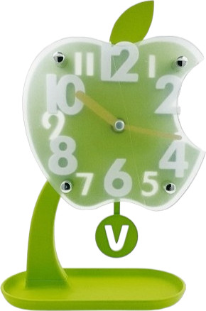 שעון שולחני מדליק בעיצוב תפוח עץ ירוק