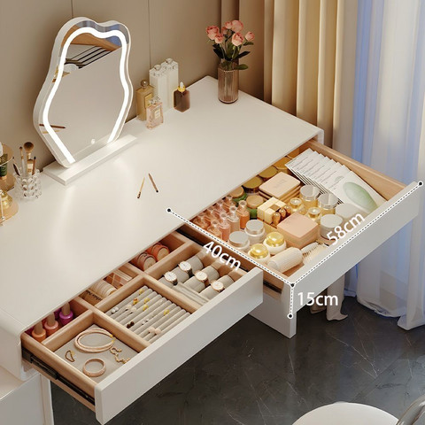 שולחן איפור מודולרי ויוקרתי "Beauty Hub" עם מראה מוארת ו6 מגירות