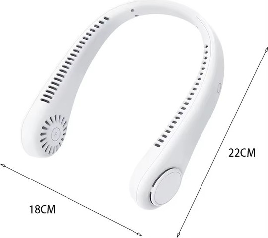 מאוורר צוואר נייד ונטען (USB) – ללא להבים, שקט וקל צבע לבן