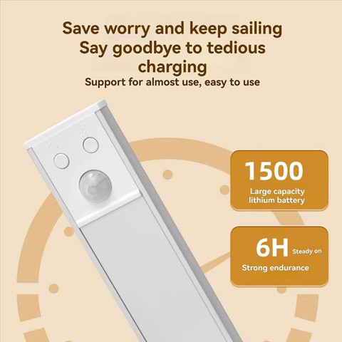 פס תאורת לד LED חכם 50 ס"מ עם חיישן תנועה נטען USB-C