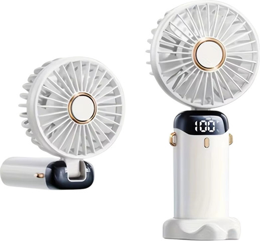 מאוורר קירור אישי נייד – 5 מהירויות, תצוגת LED ומתקן לטלפון
