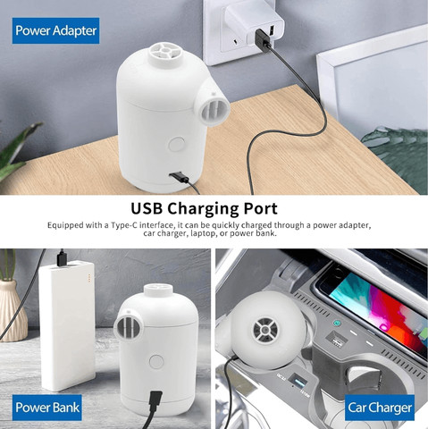 משאבת אוויר חשמלית ניידת USB: ניפוח/ריקון מהיר למתנפחים