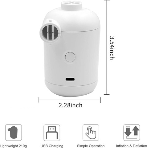 משאבת אוויר חשמלית ניידת USB: ניפוח/ריקון מהיר למתנפחים