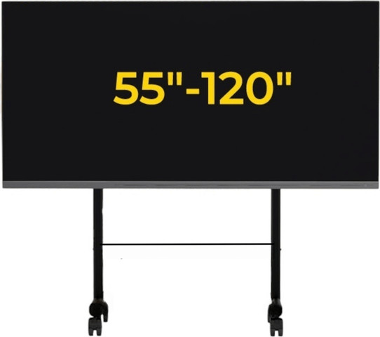 סטנד נייד לטלוויזיה 55-120 אינץ', מתכוונן לגובה עם גלגלים